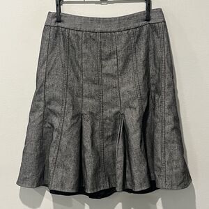 Ann Taylor Loft‎ Skirt Womens 4 Black Herringbone Pleated Trumpet Lined Wool